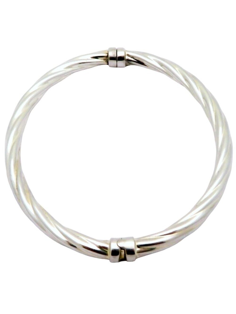 Vintage Sterling Silver 925 Thailand Twisted Cable Hinged Bangle Bracelet 10.2g